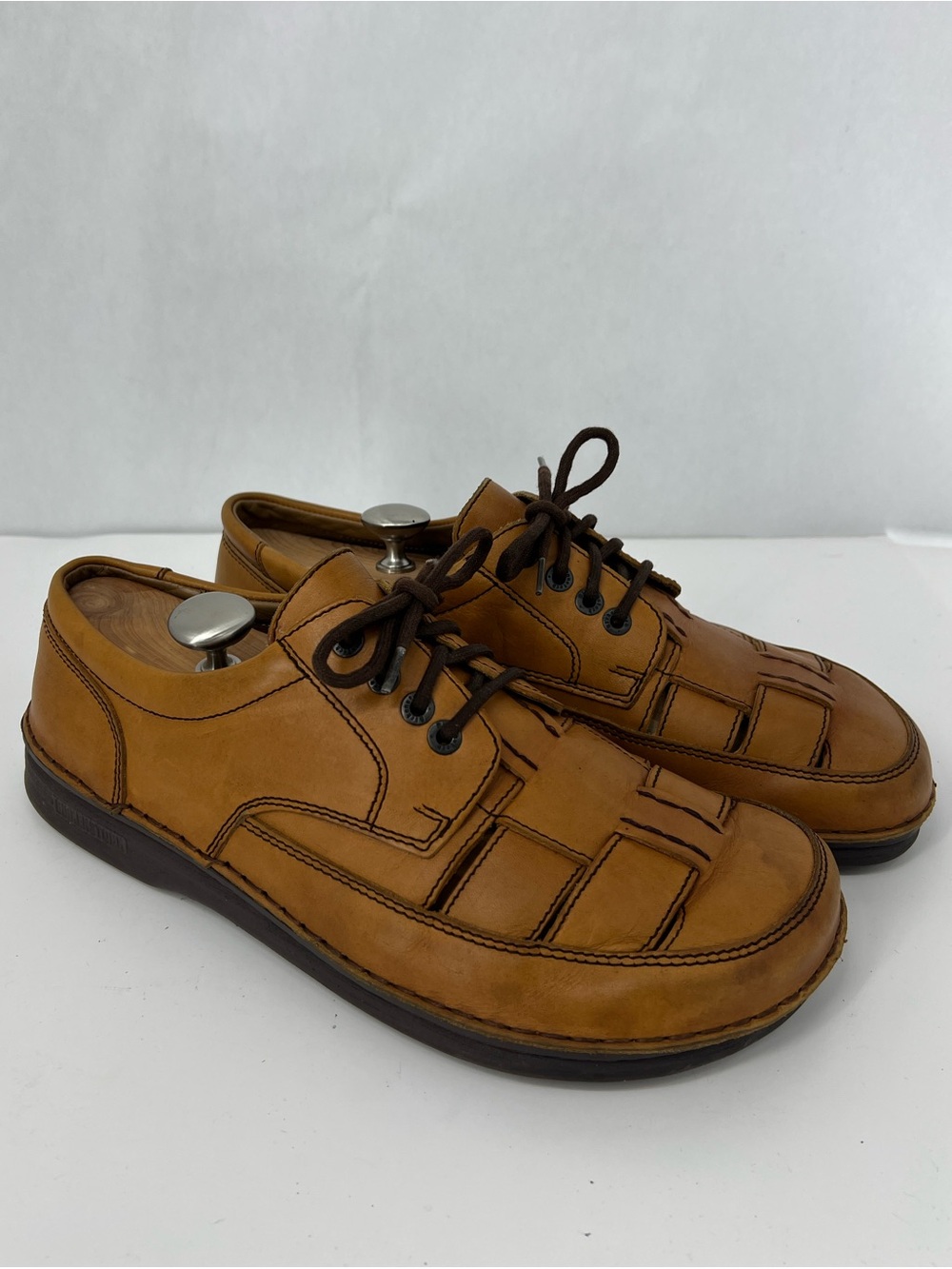 Birkenstock Laufsohle Alsa-Schaum Brown Leather Woven Upper Lace Up Sz 45 (US12)